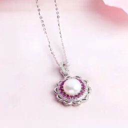 Zavya 925 Silver Pearl Blossom CZ Harmony Rhodium-Plated Necklace for Women-image-52