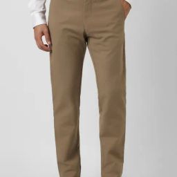 Van Heusen Khaki Cotton Slim Fit Trousers-image-32