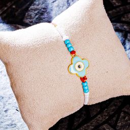 Sukkhi Rakhi Blue Gold-Plated Evil Eye Rakhi-image-5