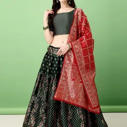 A TO Z CART Woven Design Zari Ready to Wear Lehenga & Unstitched Blouse With Dupatta-image-95