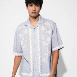 People By Pantaloons Blue Boxy Fit Printed Shirt-picture-29