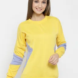 Belle Fille Women Yellow & Blue Colourblocked Sweatshirt-image-80