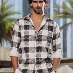 Campus Sutra Multicolor Poly Spandex Regular Fit Checks Shirt-image-33