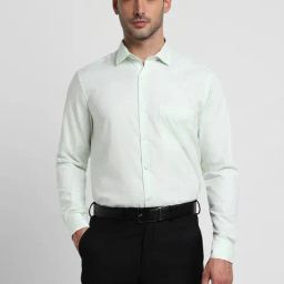 Peter England Elite Green Cotton Regular Fit Printed Shirt-image-82