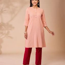 Daali Peach Cotton Regular Fit Kurta-image-8