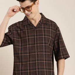 HERE&NOW Pure Cotton Checked Relaxed Fit Casual Shirt-picture-26