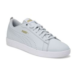 Puma Women Blue Smash Perforated Leather Sneakers-image-4
