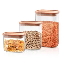 Borosil Transparent 950ml Borosilicate Glass Container - Set of 3-image-18