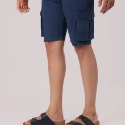 Hoversoul Navy Cotton Regular Fit Cargo Shorts-image-71