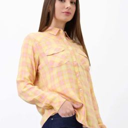 SPYKAR Yellow Checks Shirt-image-13