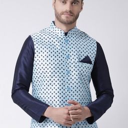DEYANN Men Blue Printed Nehru Jacket-26