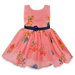 Wish Karo Kids Peach Floral Frock-image-44