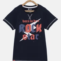 3PIN Boys Navy Blue Printed Round Neck T-shirt-image-44