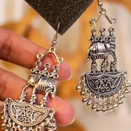 ISLANA Elephant Shaped Jhumkas Earrings-image-27