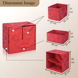 Aura Red 3 Pieces Drawer Organiser image 2