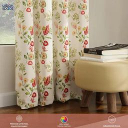 Urban Space Multicolor Polyester Printed Door Curtain with Eyelets & Tieback - Set of 2 (7 ft) image 3