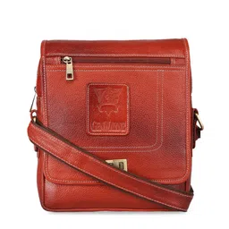 GENWAYNE Men Brown Textured Messenger Bag-image-70