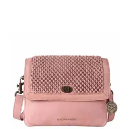 KOMPANERO Pink Textured Small Sling Handbag-image-35