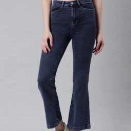showoffff SHOWOFF Dark Blue Denim Flared Fit Mid Rise Jeans-picture-21