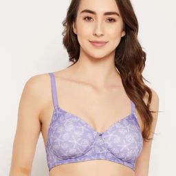 Clovia Purple Printed T-Shirt Bra-36