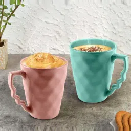 Urban Chef Pink & Blue Ceramic Microwave Safe Coffee Mug With Handle (0.225 L) - Set of 2-image-59