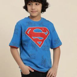 Kidsville Superman Printed Blue Relaxed Fit T-Shirt For Boys-picture-31
