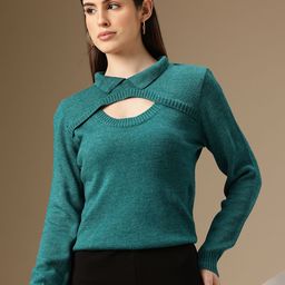 Chemistry Cut Out Detailed Acrylic Longline Pullover-image-75