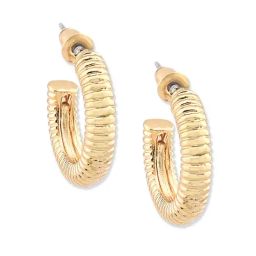 Lilly & Sparkle Gold-Toned Textured Hoop Earrings-15