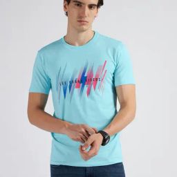 Lee Light Blue Slim Fit Printed T-Shirt-image-104