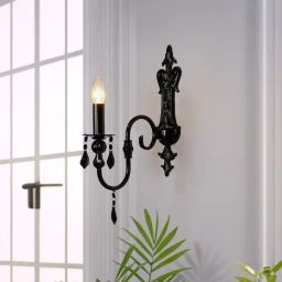 Fos Lighitng Black Candelabra Wall Sconce with Crystals-picture-9