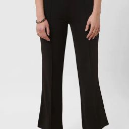 FITHUB Black Relaxed Fit High Rise Bootcut Trousers-image-71