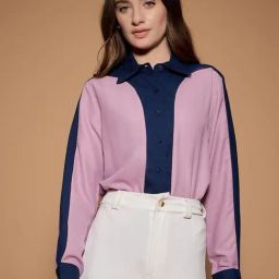 KASSUALLY Purple Color-Block Casual Shirt-image-16