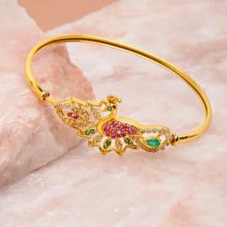 Zaveri Pearls Cubic Zirconia Studded Peacock Design Openable Kada-ZPFK8969-image-7