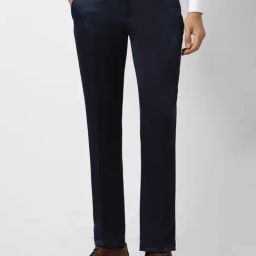 V Dot Navy Skinny Fit Trousers-image-65