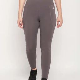 Clovia Grey High Rise Sports Tights-image-13