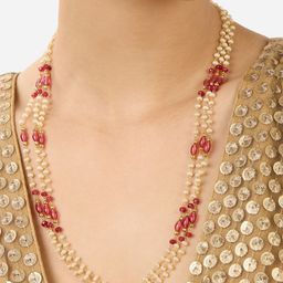 AMI Gold-Plated Beaded Layered Necklace-image-68