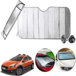 Auto Pearl F23 Dashboard Sun Shade Cover with Suction Cup for Fiat Avventura (Silver)-picture-27