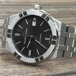 MAURICE LACROIX Men Black Dial & Silver Toned Stainless Steel Straps Watch-image-22