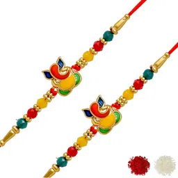 MEIRA JEWELLERY 4-Pcs Rakhi With Roli Chawal & Greeting Card-image-96