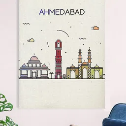Gallery99 Off-White Ahmedabad Canvas Unframed Painting-image-83