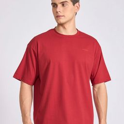 Espanshe Men Solid Round Neck Oversized T-shirt-image-98