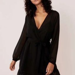 La Vie En Rose Black V Neck Robe-image-68