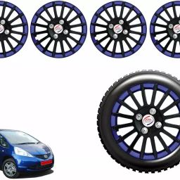 Auto Pearl CBB29 R14 35.56 cm (14 Inch) Press Type Wheel Hubcap with Retention Ring Glossy Black Blue Wheel Cover for Honda Jazz (Set of 4)-image-72