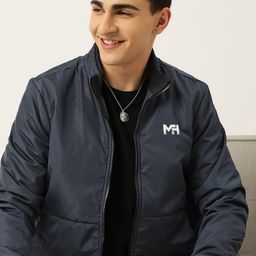 Mast & Harbour Brand Logo Printed Detail Mock Collar Bomber Jacket-image-39