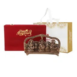 INTERNATIONAL GIFT Brass Ganesh Idol With Red Velvet Box-image-2