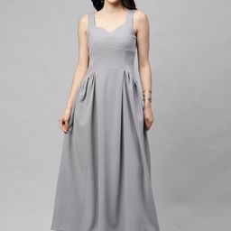 Athena Women Grey Solid Maxi Dress-image-81