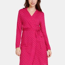 Zivame Fuchsia Printed Robe-image-21