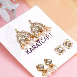 Karatcart Handcrafted Kundan Stud Earrings - Set of 4-6