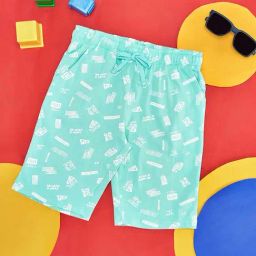 Pantaloons Junior Mint Green & White Cotton Printed Shorts-image-60