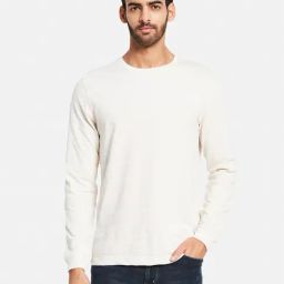 METTLE Cream Cotton Regular Fit T-Shirt-image-8
